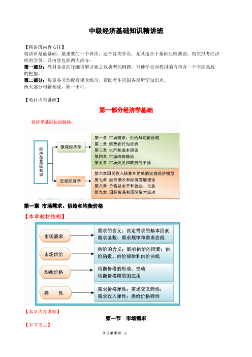 2014年中级经济师经济学基础精讲讲义1-2章资料