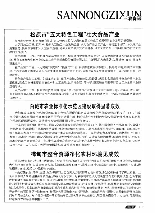 松原市“五大特色工程”壮大食品产业
