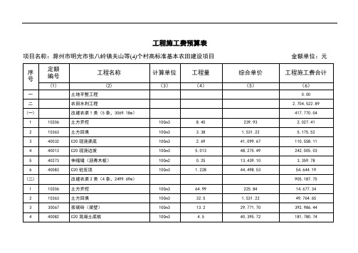 23工程施工费预算表2