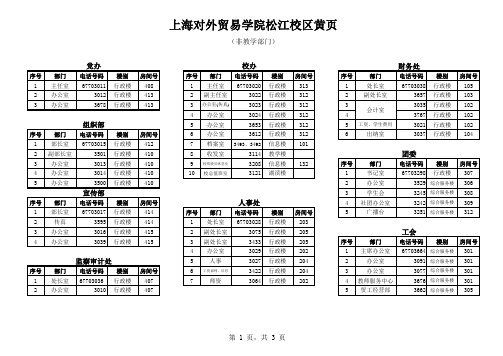 上海对外贸易学院黄页