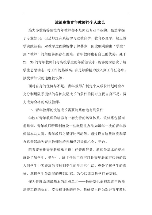 高校青年教师个人成长论文