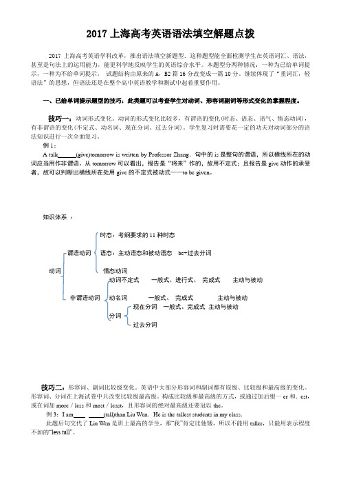 2017年上海高考英语语法填空解题点拨