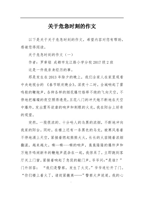关于危急时刻的作文