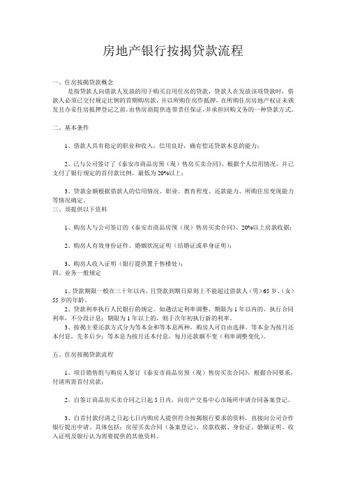 房地产银行按揭贷款流程