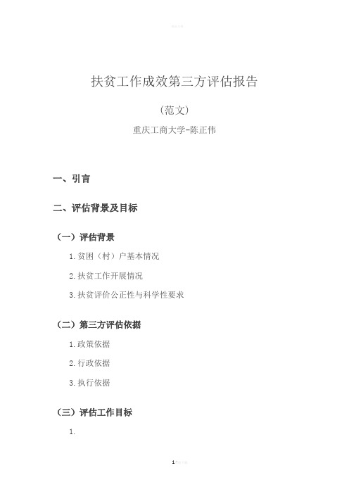 陈正伟-扶贫工作第三方评估报告(范文)