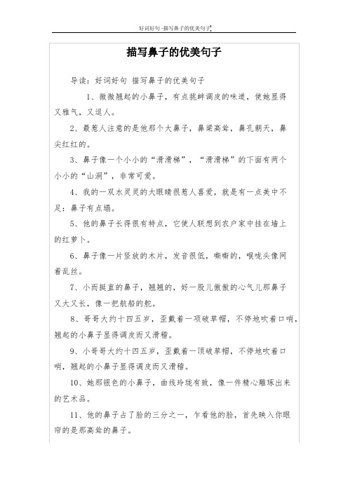 描写鼻子的优美句子