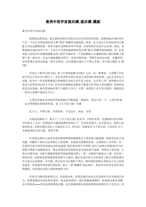 果壳中的宇宙读后感_读后感_模板