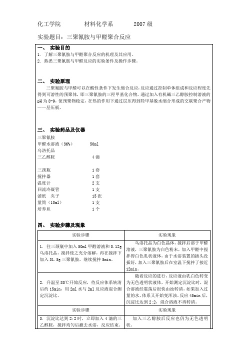 三聚氰胺与甲醛聚合反应