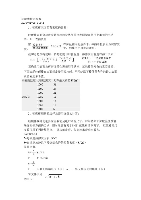 硅碳棒技术参数