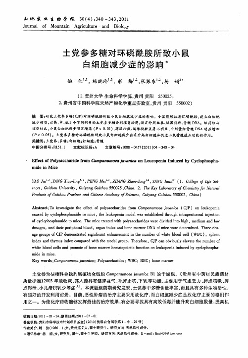 土党参多糖对环磷酰胺所致小鼠白细胞减少症的影响