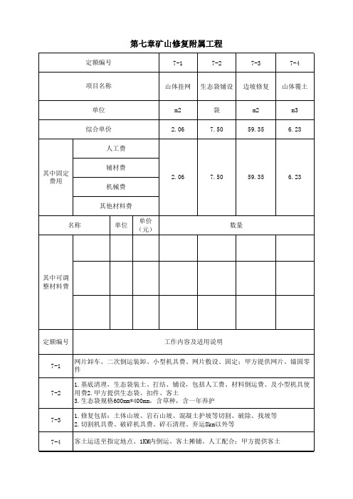 企业定额-矿山矿山修复附属工程