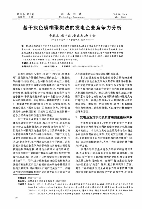 基于灰色模糊聚类法的发电企业竞争力分析
