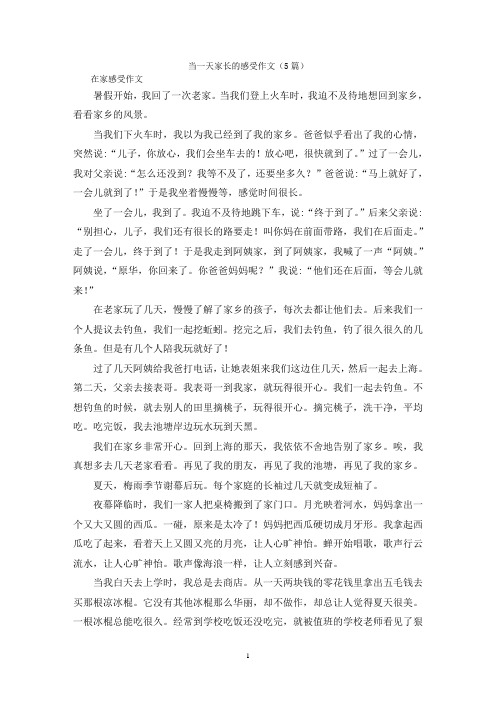当一天家长的感受作文(5篇)