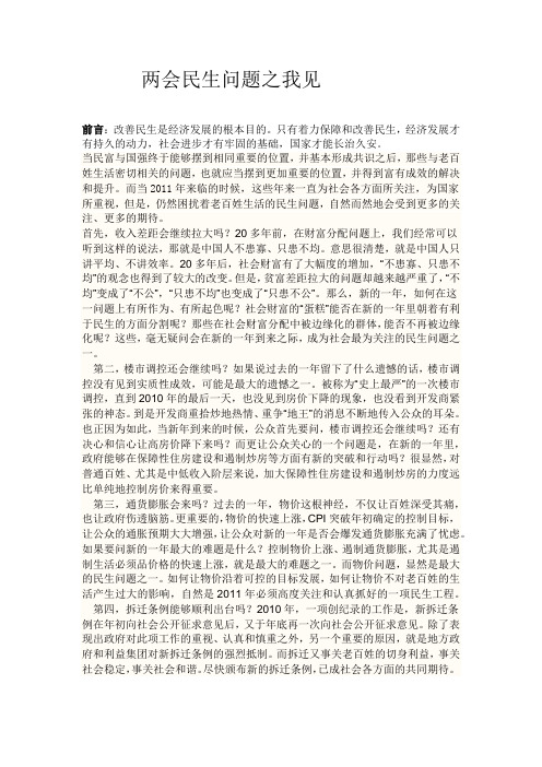 两会民生问题之我见