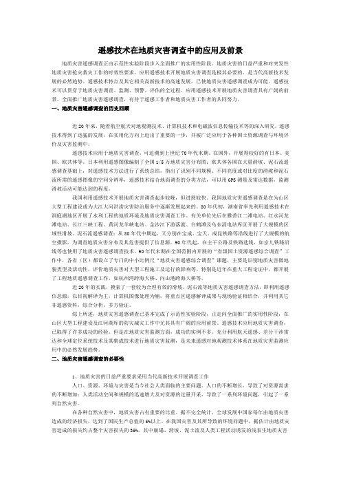 遥感技术在地质灾害调查中的应用及前景