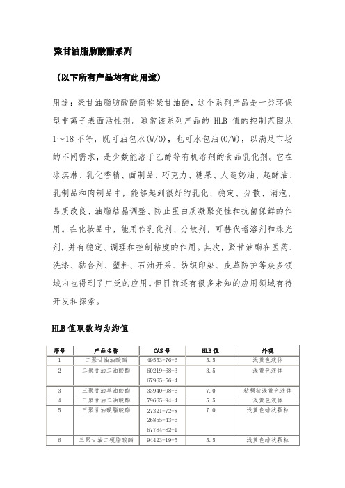 聚甘油脂肪酸酯系列