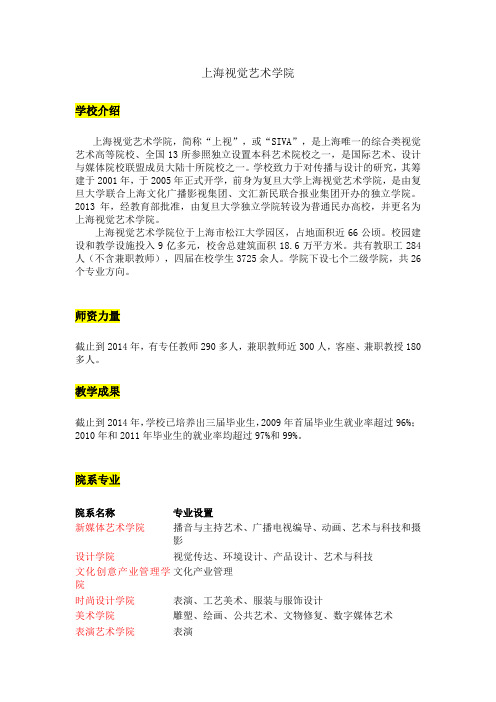 上海视觉艺术学院简介