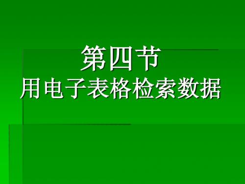 用电子表格检索数据PPT课件