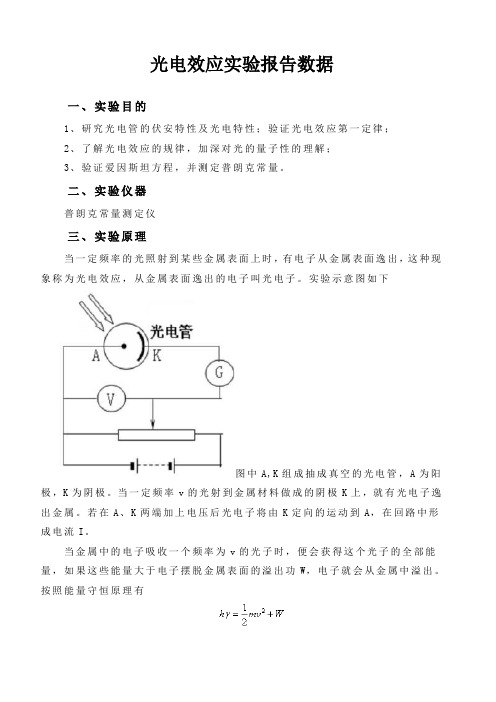 光电效应实验报告数据