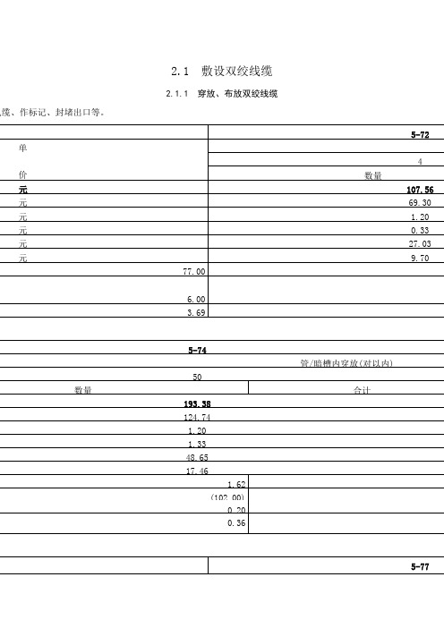 综合布线系统工程定额