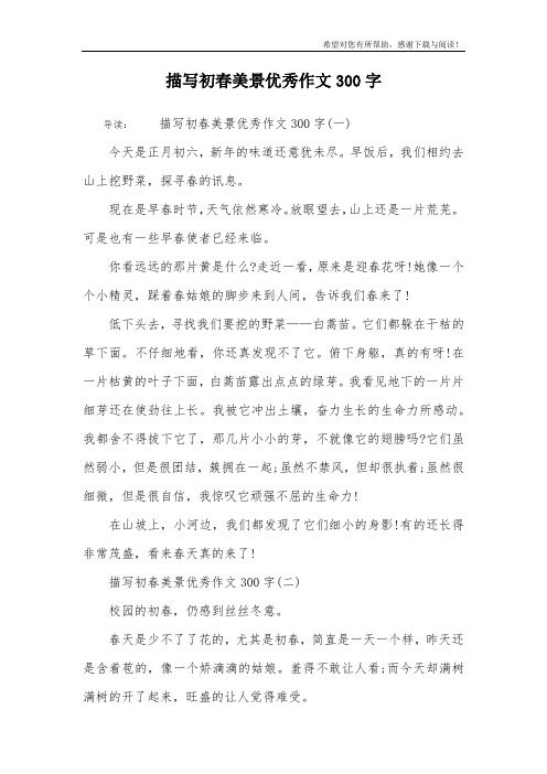 描写初春美景优秀作文300字