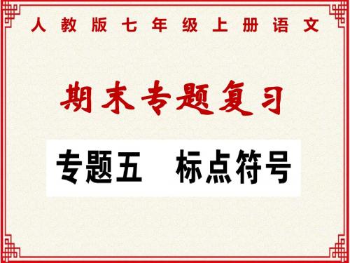 人教版七年级上册语文期末专题复习：专题五：标点符号