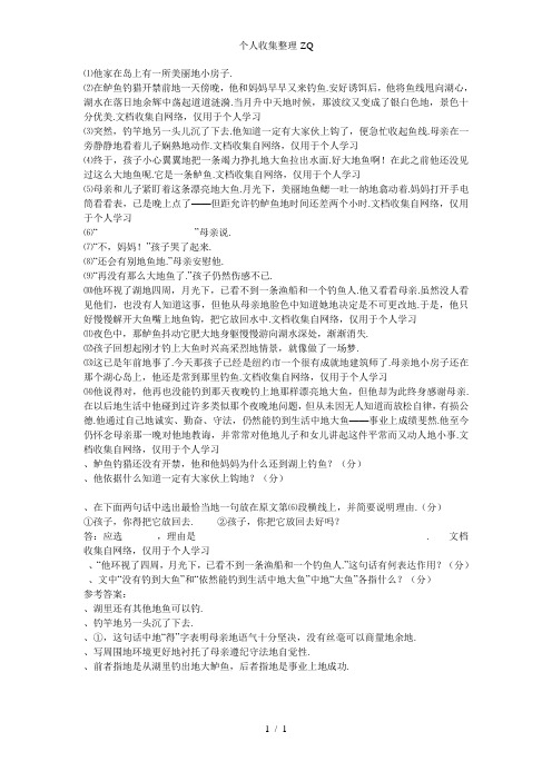 没有钓到的大鱼阅读答案