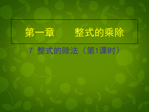 (新版)北师大版七年级数学下册《1.7 整式的除法(一)》课件