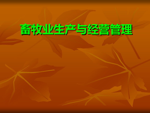 畜牧业生产与经营管理
