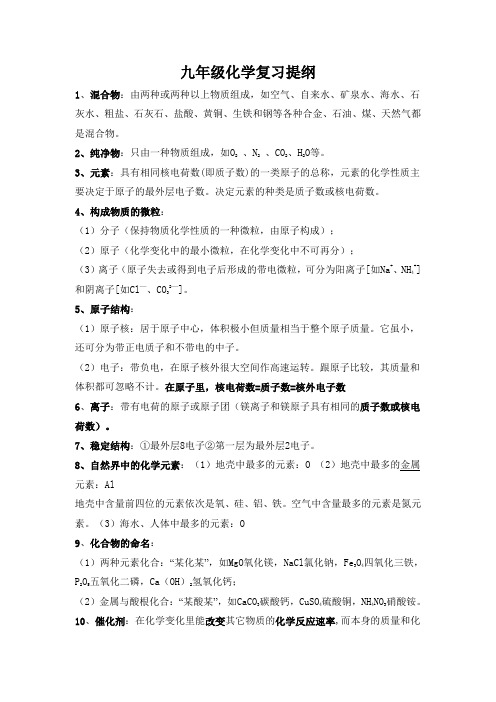 2020年中考化学总复习基础知识详细总结