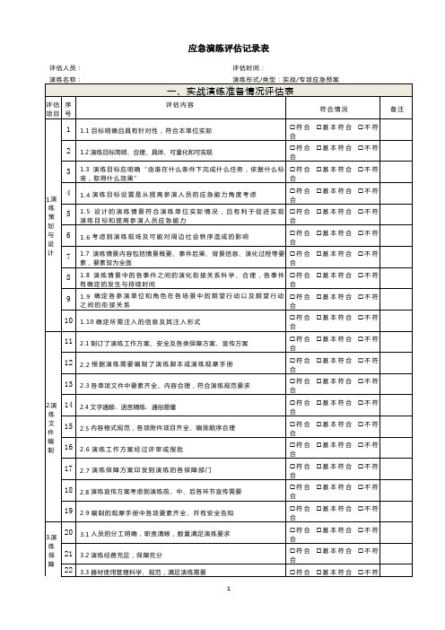 应急演练评估表