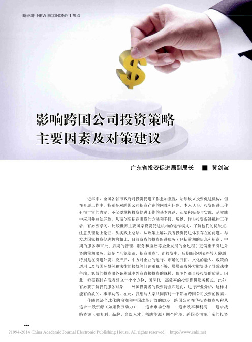 影响跨国公司投资策略主要因素及对策建议