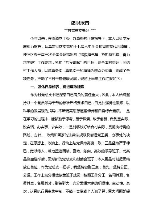 村书记述职述廉报告