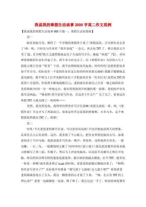 我说我的寒假生活故事2000字高二作文范例