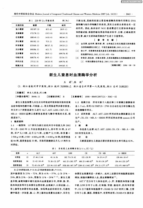 新生儿窒息时血清酶学分析
