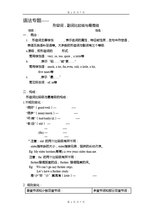 形容词副词比较级最高级