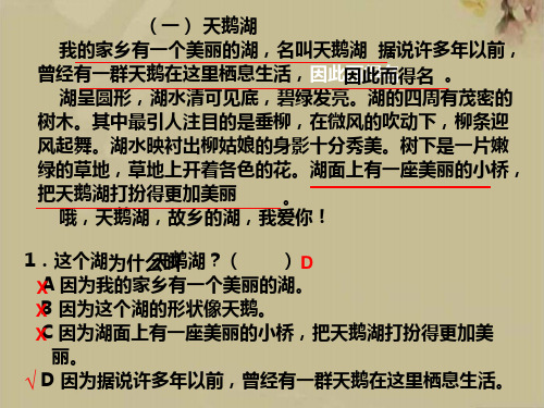 短文阅读理解天鹅湖