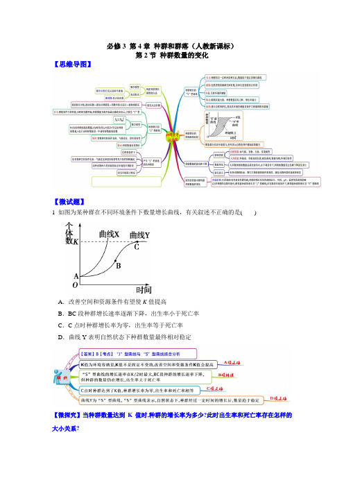 图解教材·2016-2017学年上人教版高中生物必修3(思维导图 微试题)4.2种群数量的变化.doc