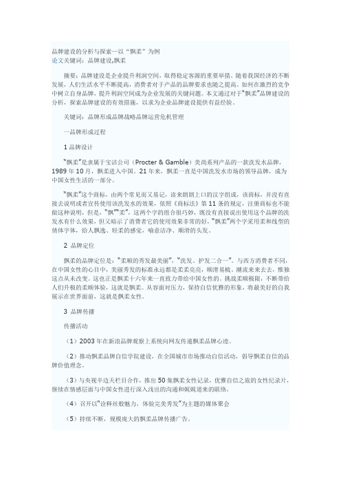 品牌建设的分析与探索—以“飘柔”为例模板
