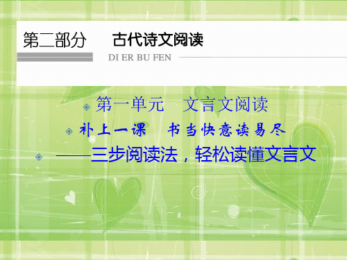 【创新设计】2016届高三语文(江苏专用)一轮复习课件：2-1 三步阅读法轻松读懂文言文