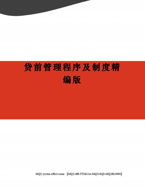 贷前管理程序及制度精编版