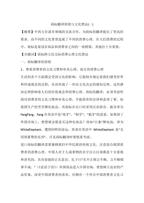 商标翻译原则与文化禁忌(一)