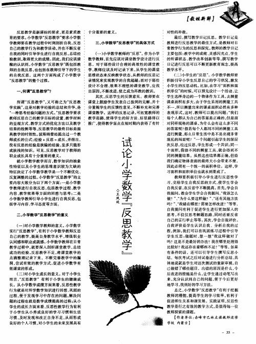 试论小学数学“反思教学”