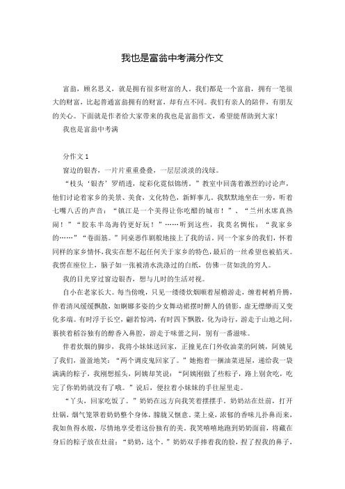我也是富翁中考满分作文