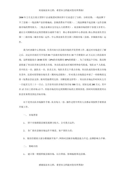 重点市场运作之--突击队市场操作手册