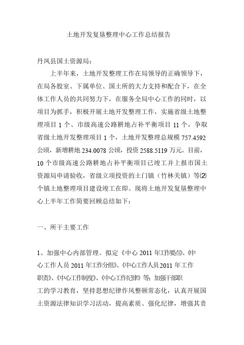 土地开发复垦整理中心工作总结报告