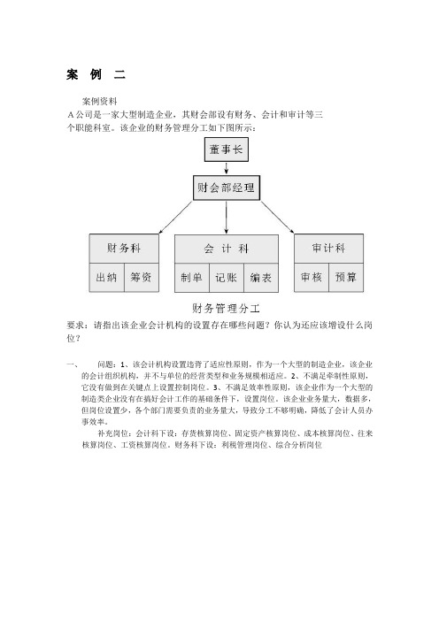 会计组织机构和岗位职责设计案例