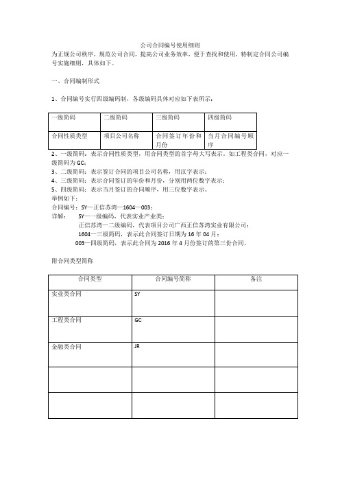 合同编号使用说明