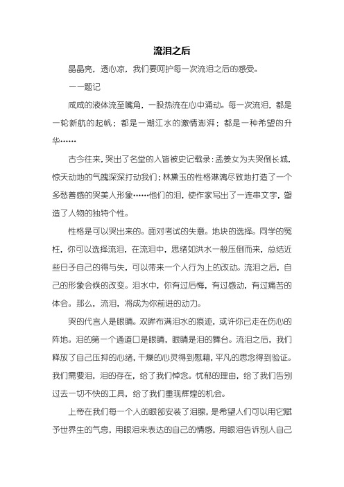 六年级作文：流泪之后作文600字