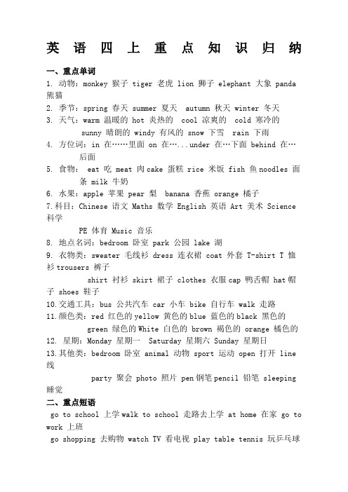小学英语三年级下册三起外研版期末复习知识点归纳